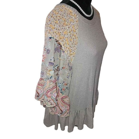 Umgee Medium Patchwork 3/4 Sleeve Top - Picture 5 of 10